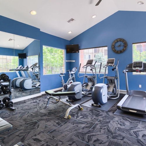 a gym with exercise equipment